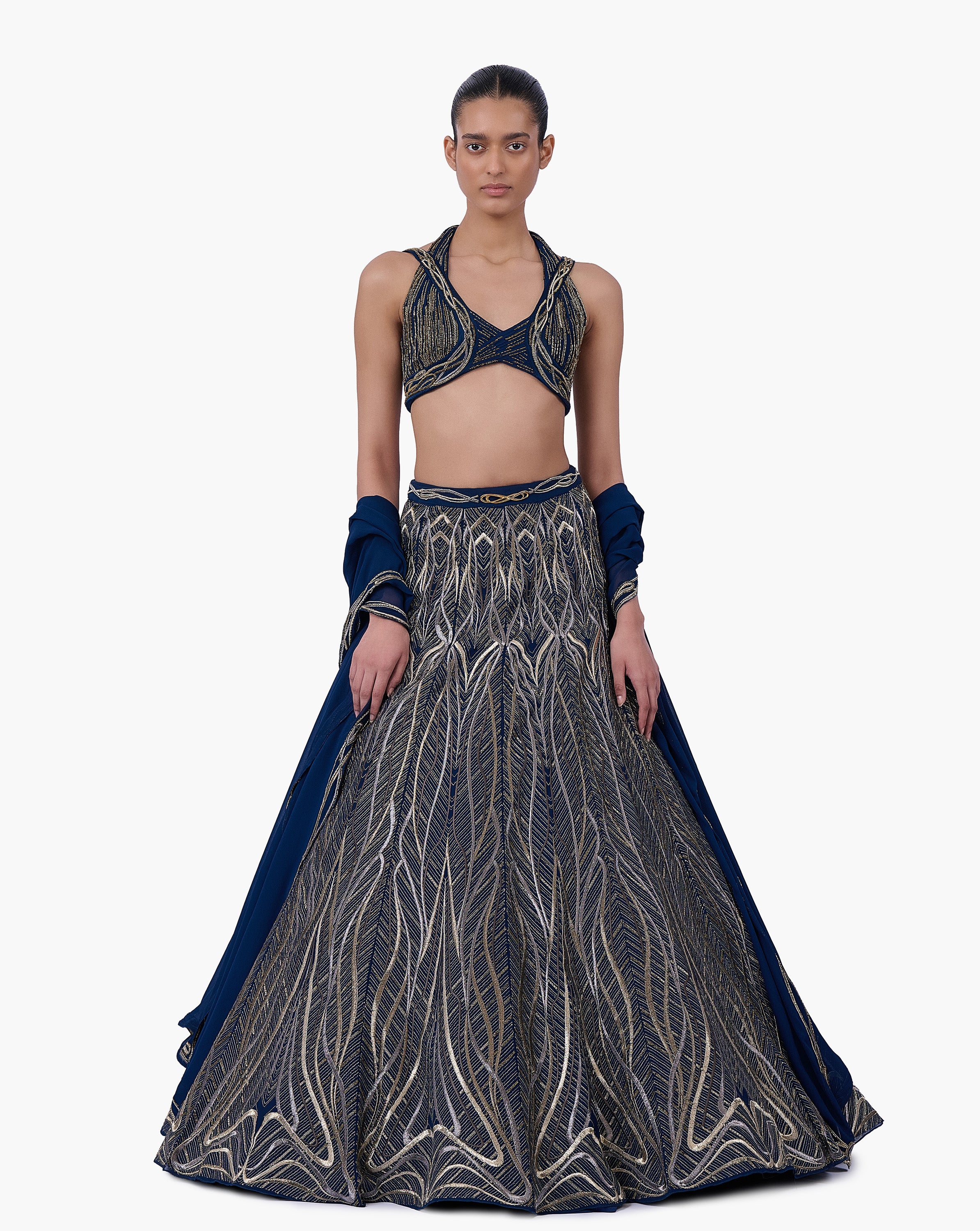 The Linear Embroidered Lehenga