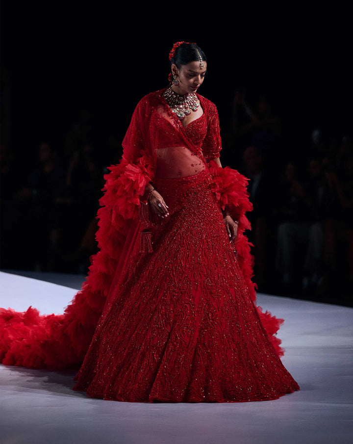 Scarlet Sanctum Lehenga - Image 1