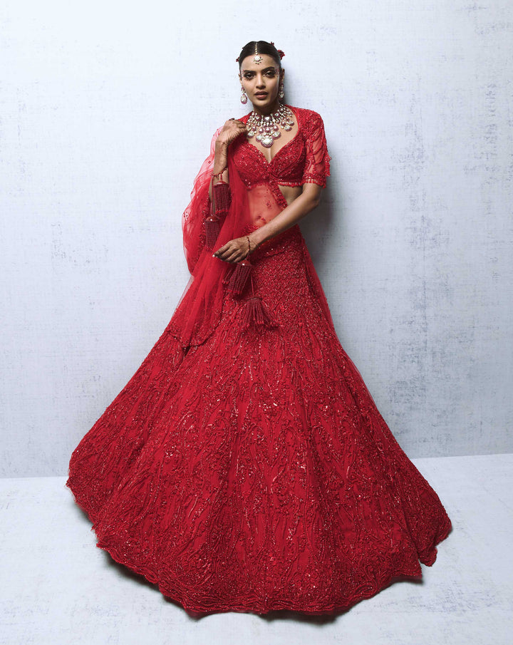 Scarlet Sanctum Lehenga - Image 2