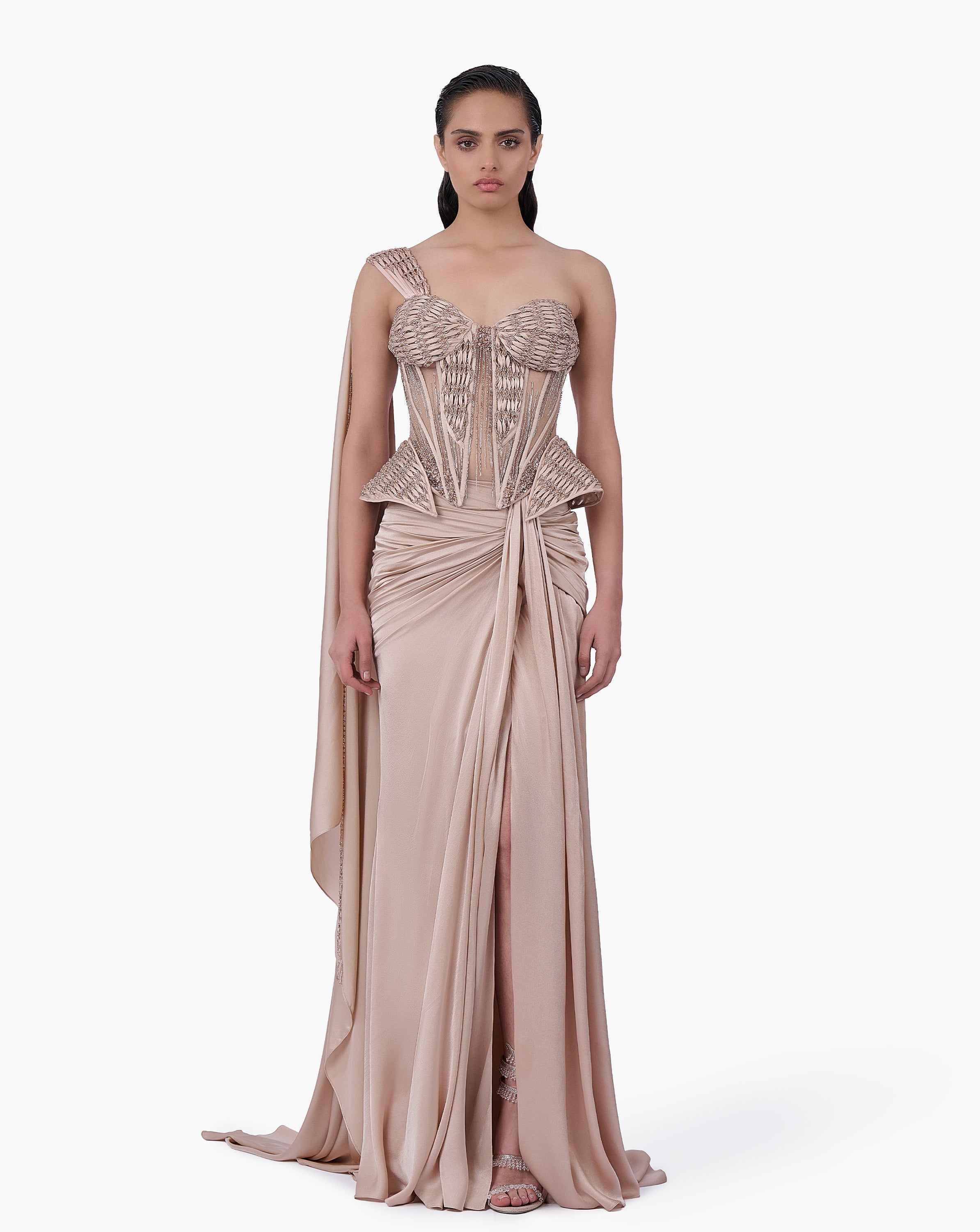 Woven Bodice Crystal Skirt