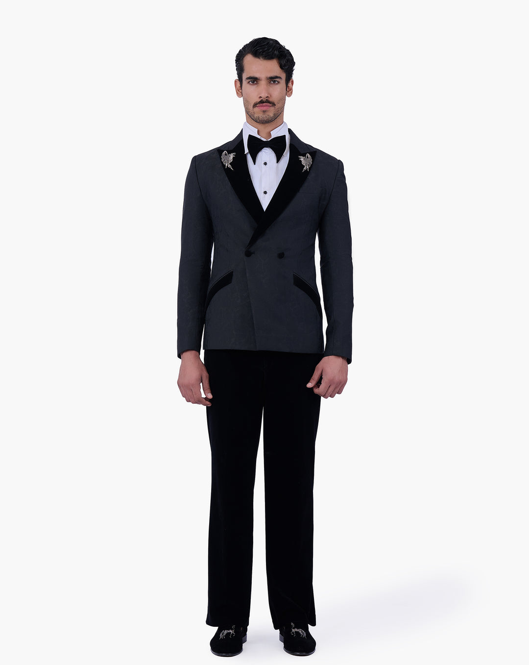 Tonal Paisley Double-Breasted Tuxedo