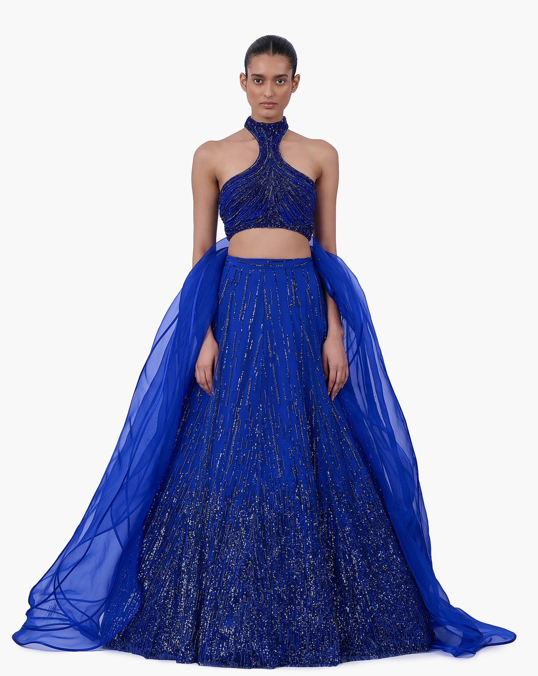 The Draped Panel Halter Lehenga