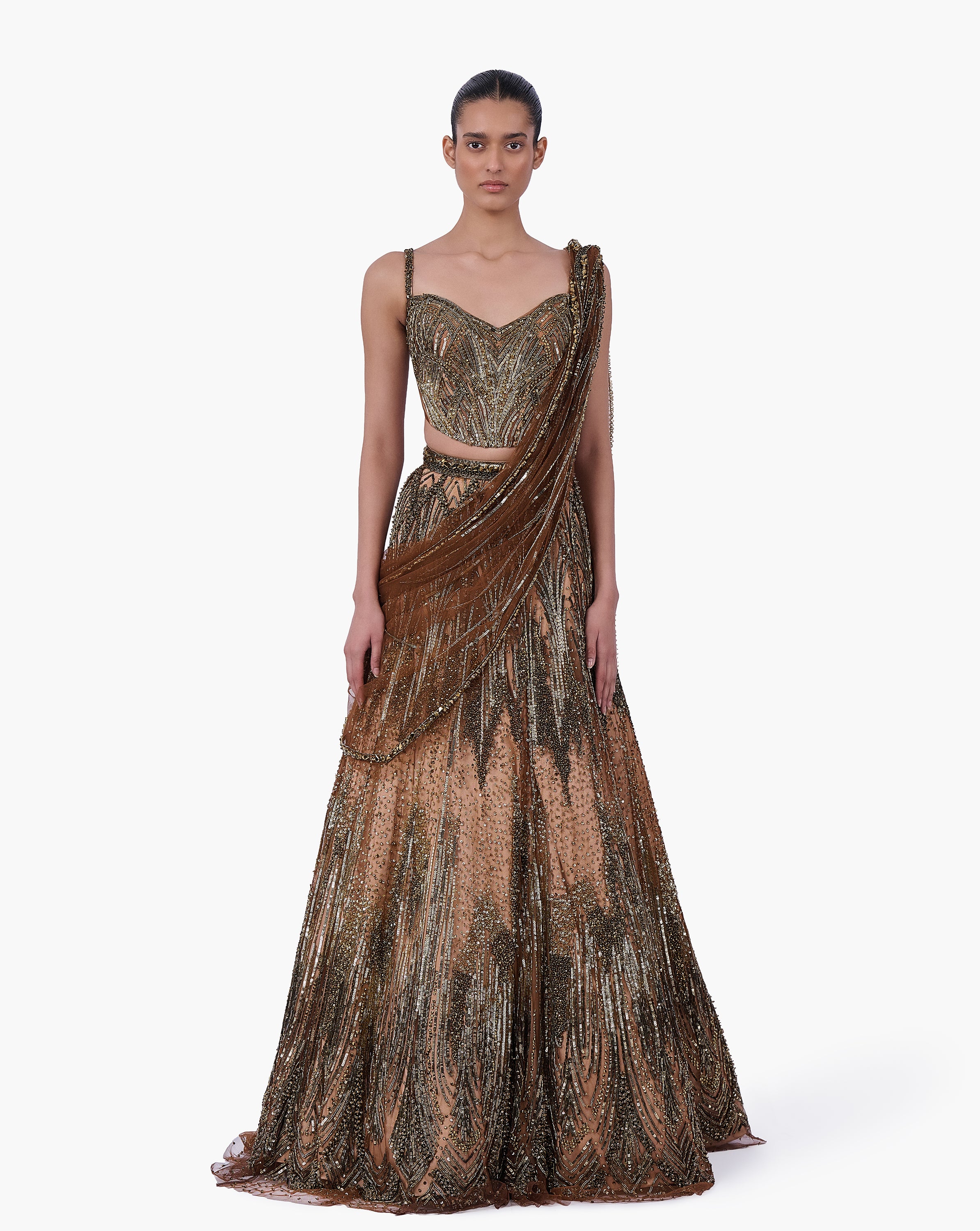 The Gilded Sovereign Saree Lehenga