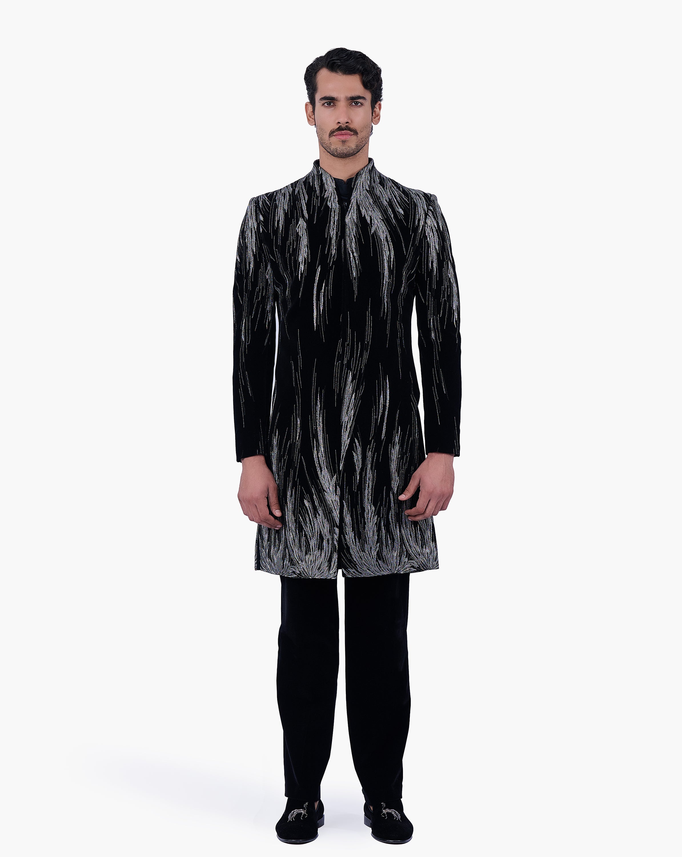Black Velvet Celestial Wing Sherwani