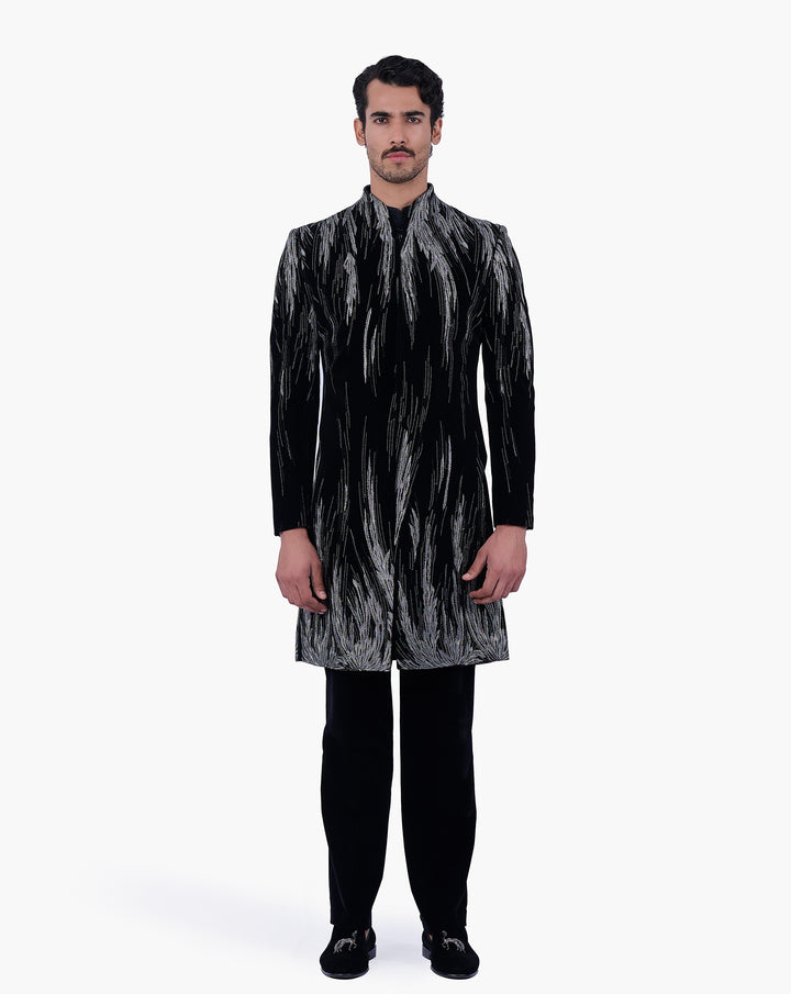 Black Velvet Celestial Wing Sherwani