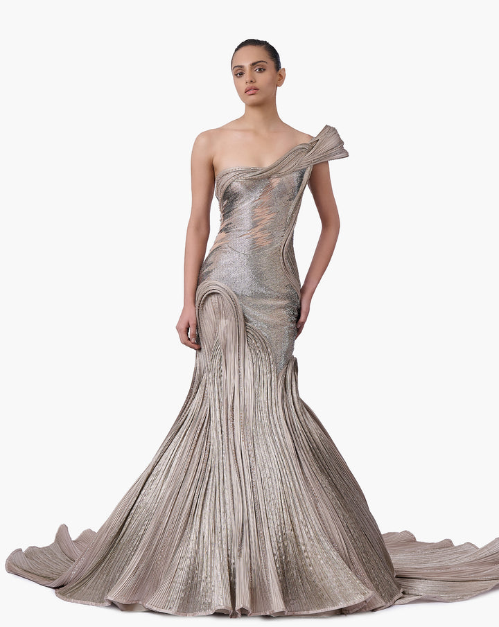 The Sculpted One-Shoulder Satin Gown