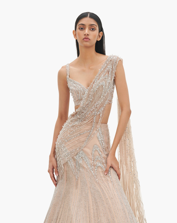 The Cosmic Bloom Saree Lehenga