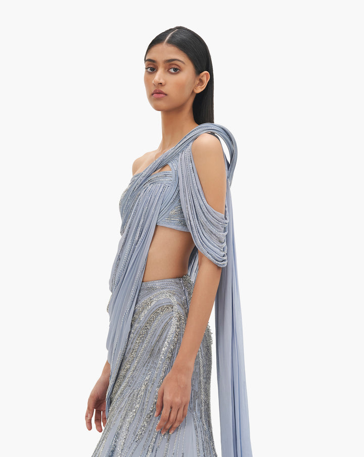 The Orion Mist Saree Lehenga