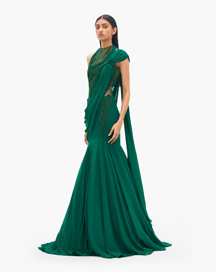The Aurora Glint Saree Lehenga