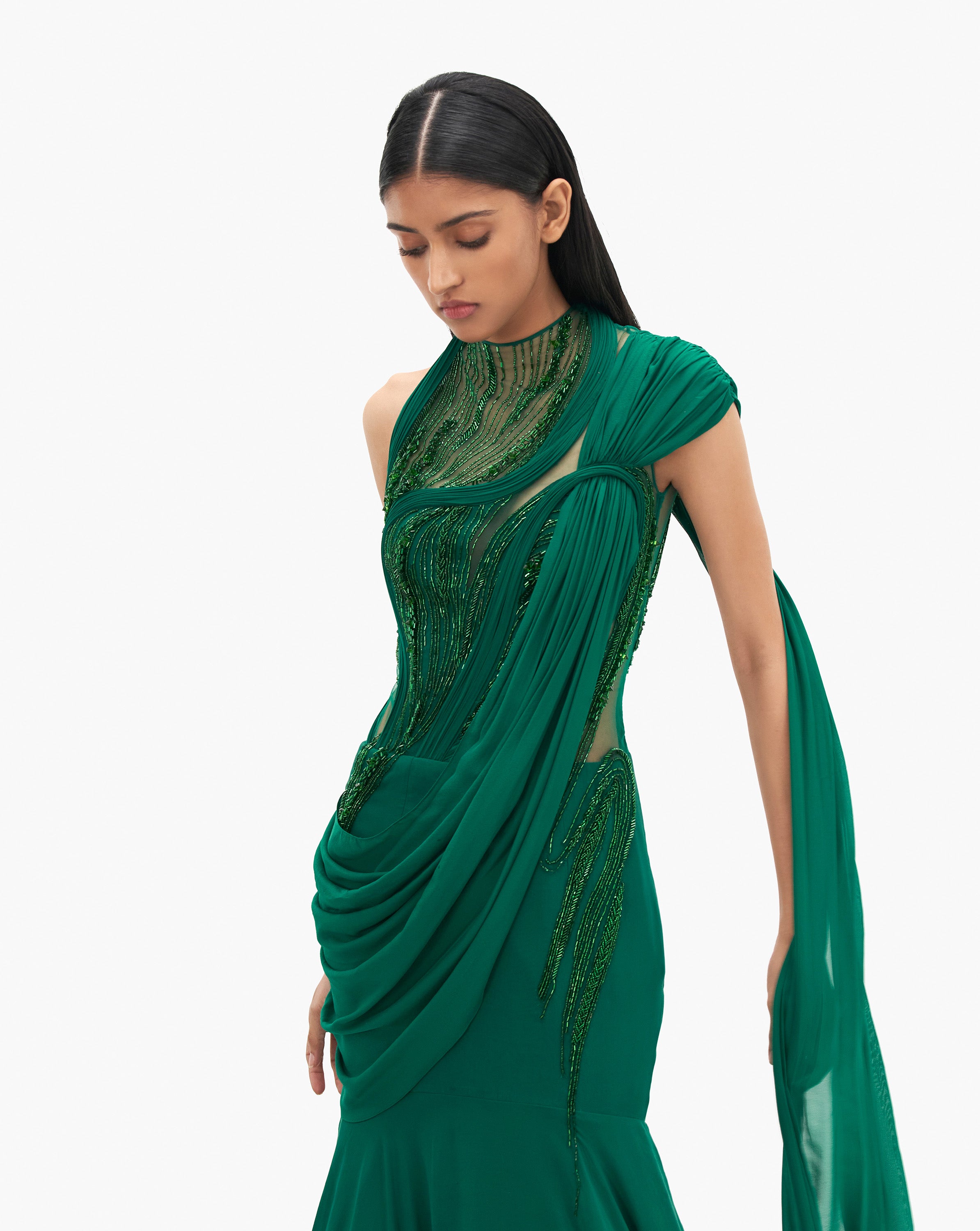 The Aurora Glint Saree Lehenga