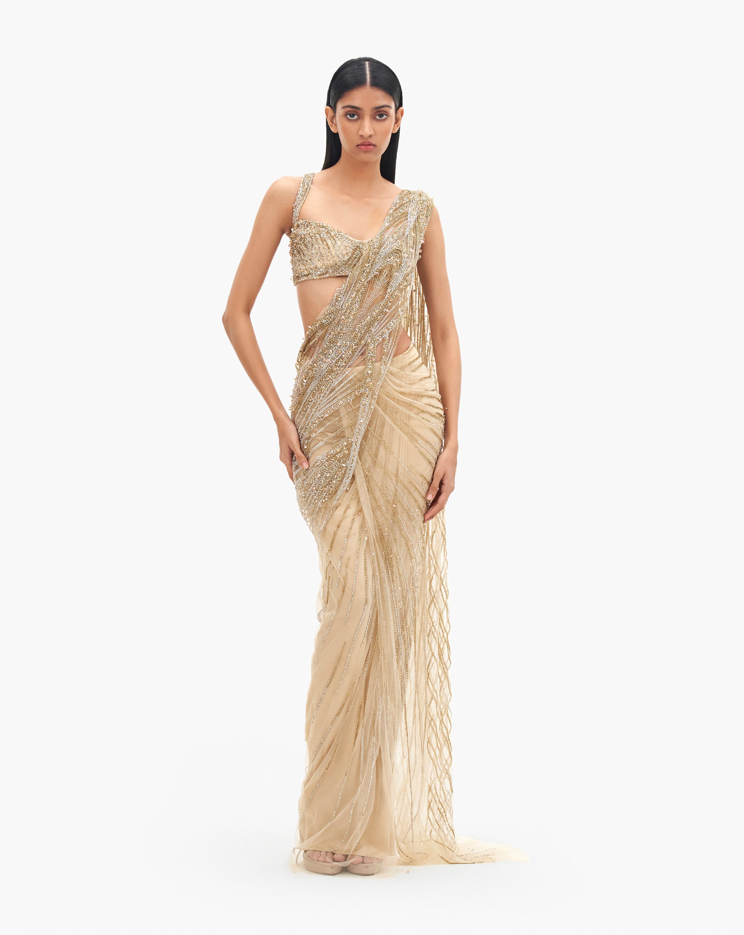 The Cosmic Glint Saree Gown