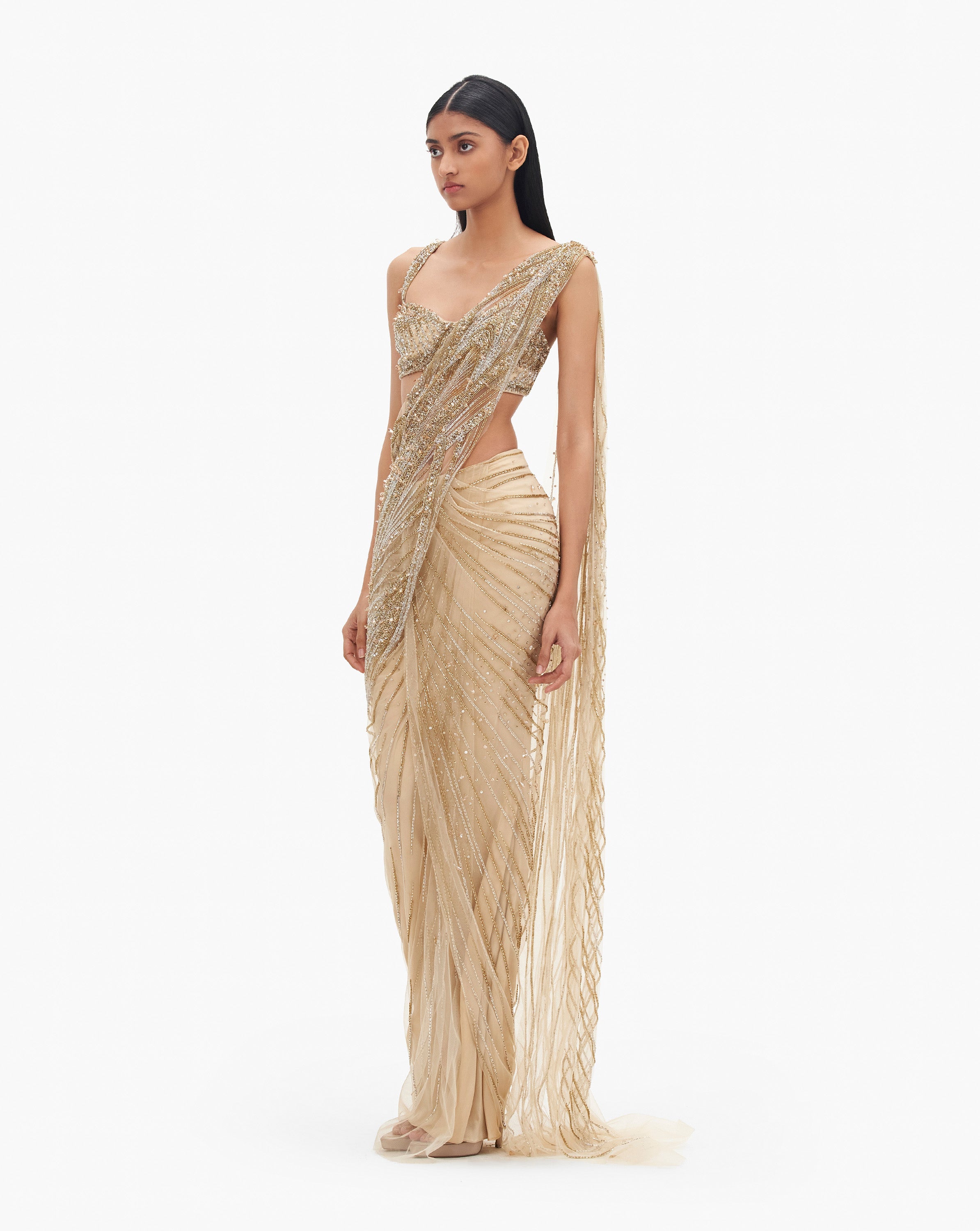 The Cosmic Glint Saree Gown