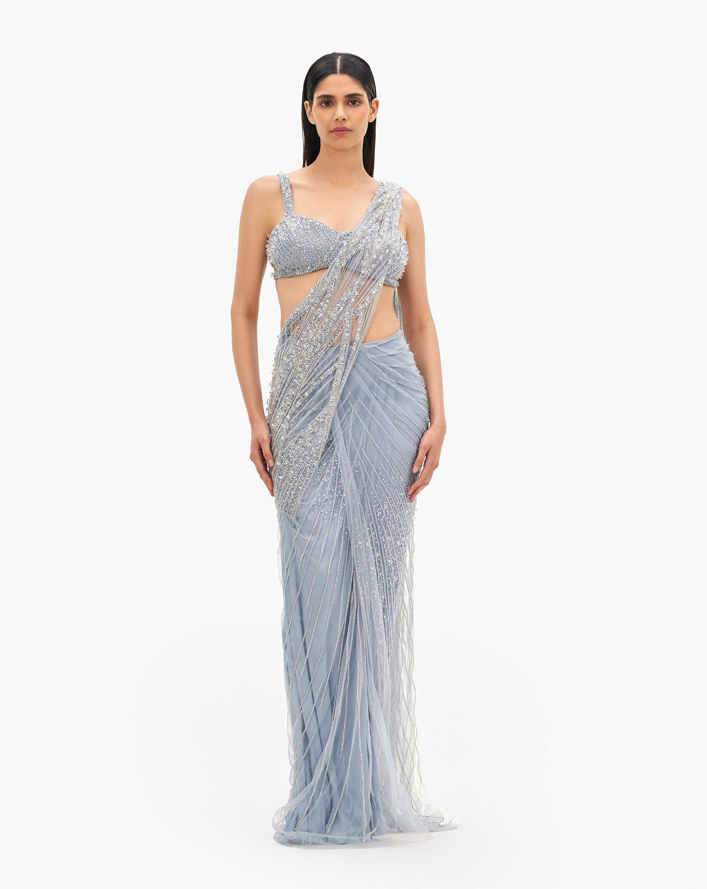 The Cosmic Glint Saree Gown
