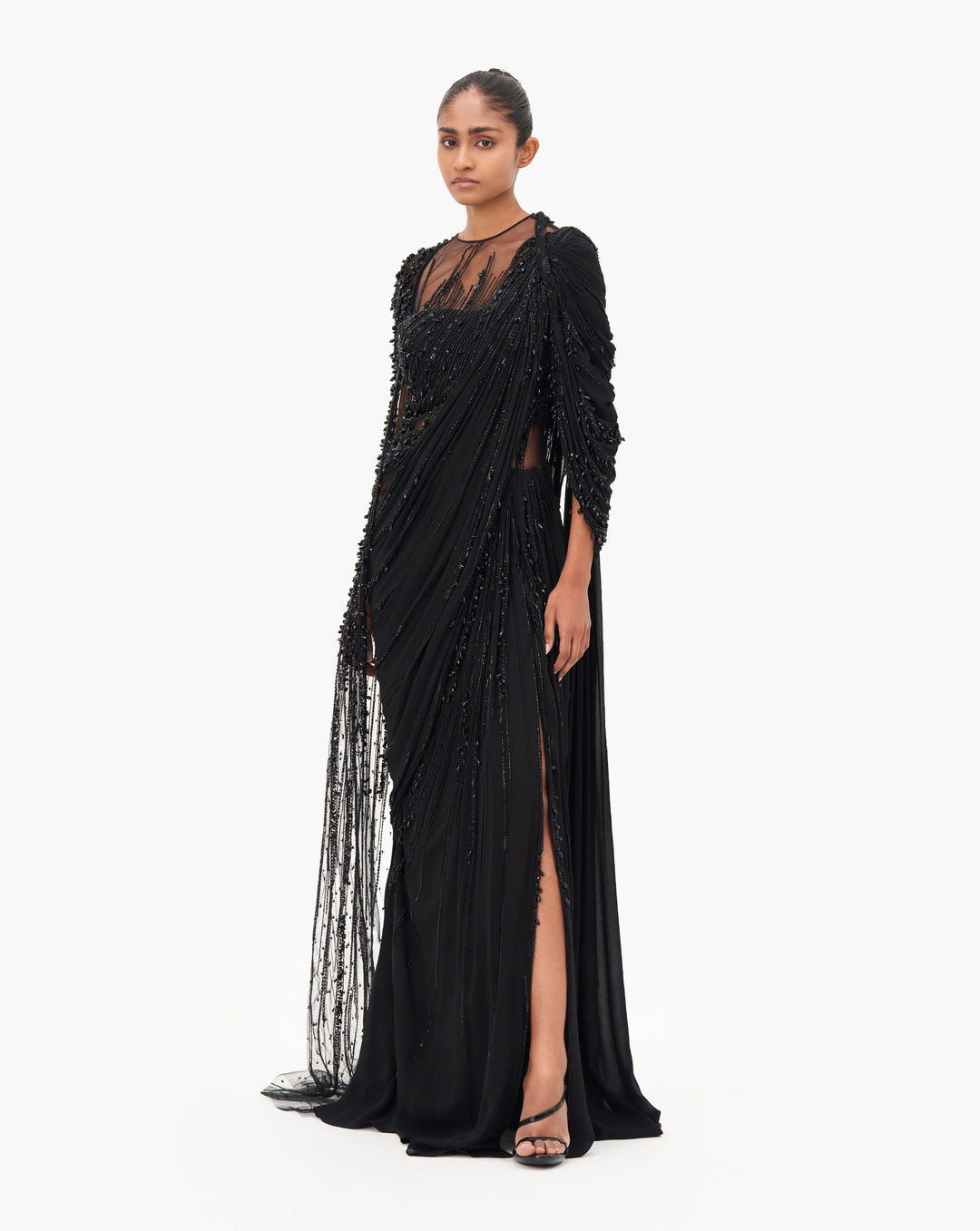 The Cosmic Cape Sleeves Saree Gown
