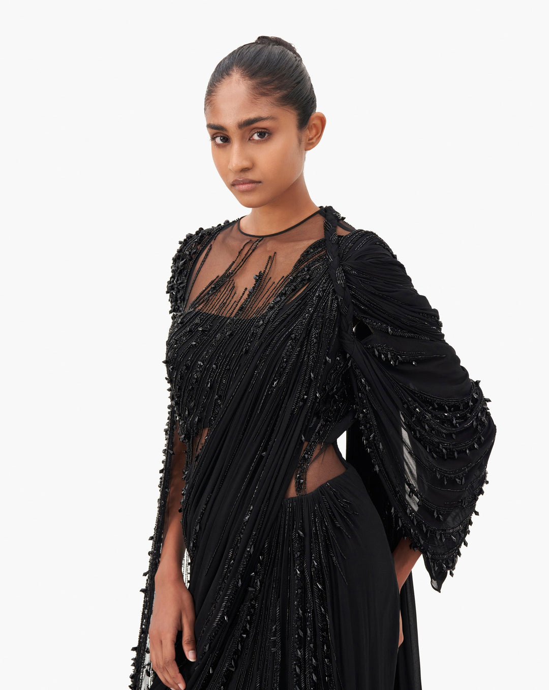 The Cosmic Cape Sleeves Saree Gown