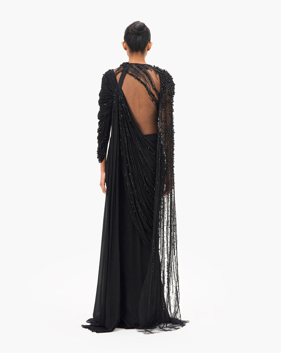 The Cosmic Cape Sleeves Saree Gown