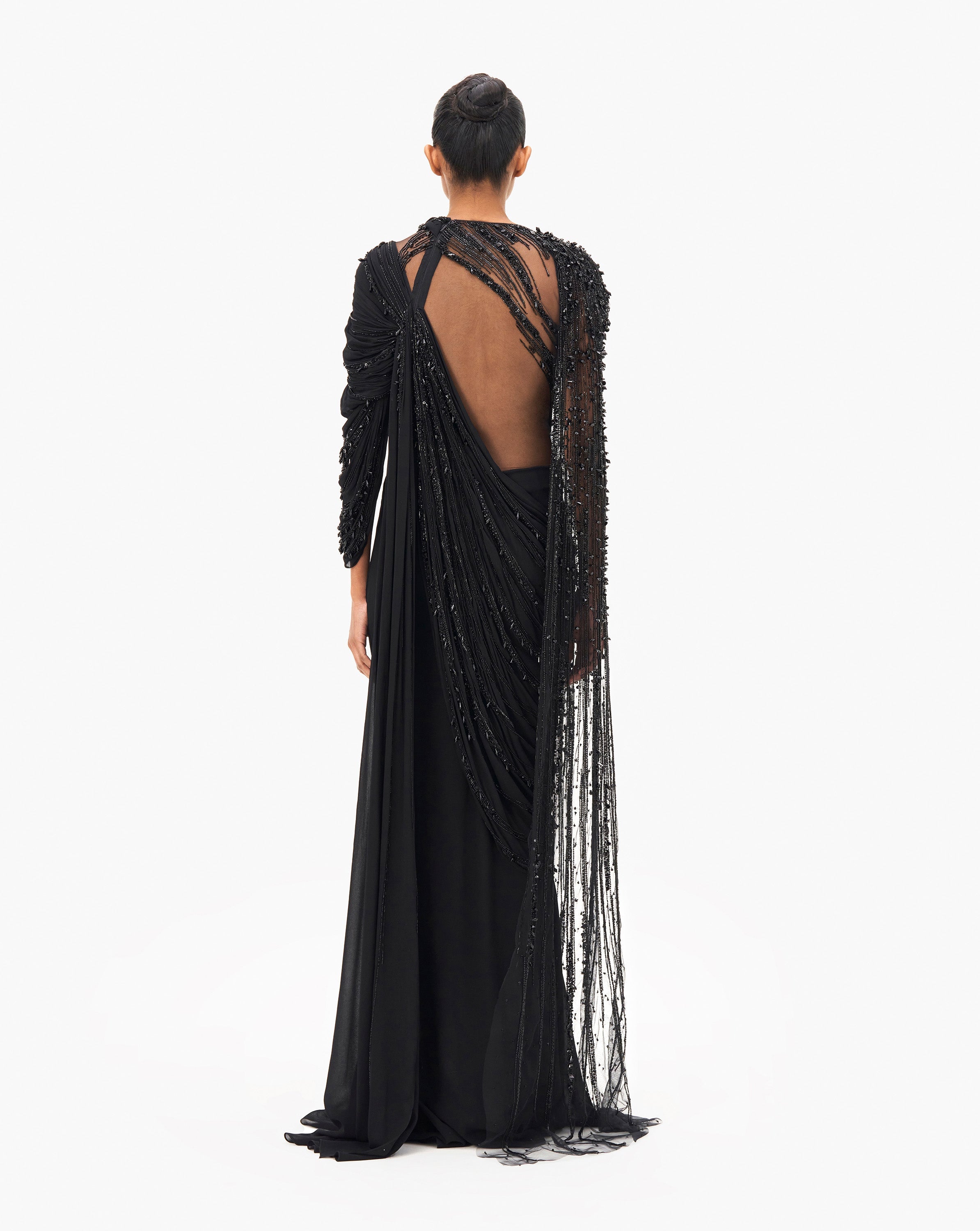 The Cosmic Cape Sleeves Saree Gown