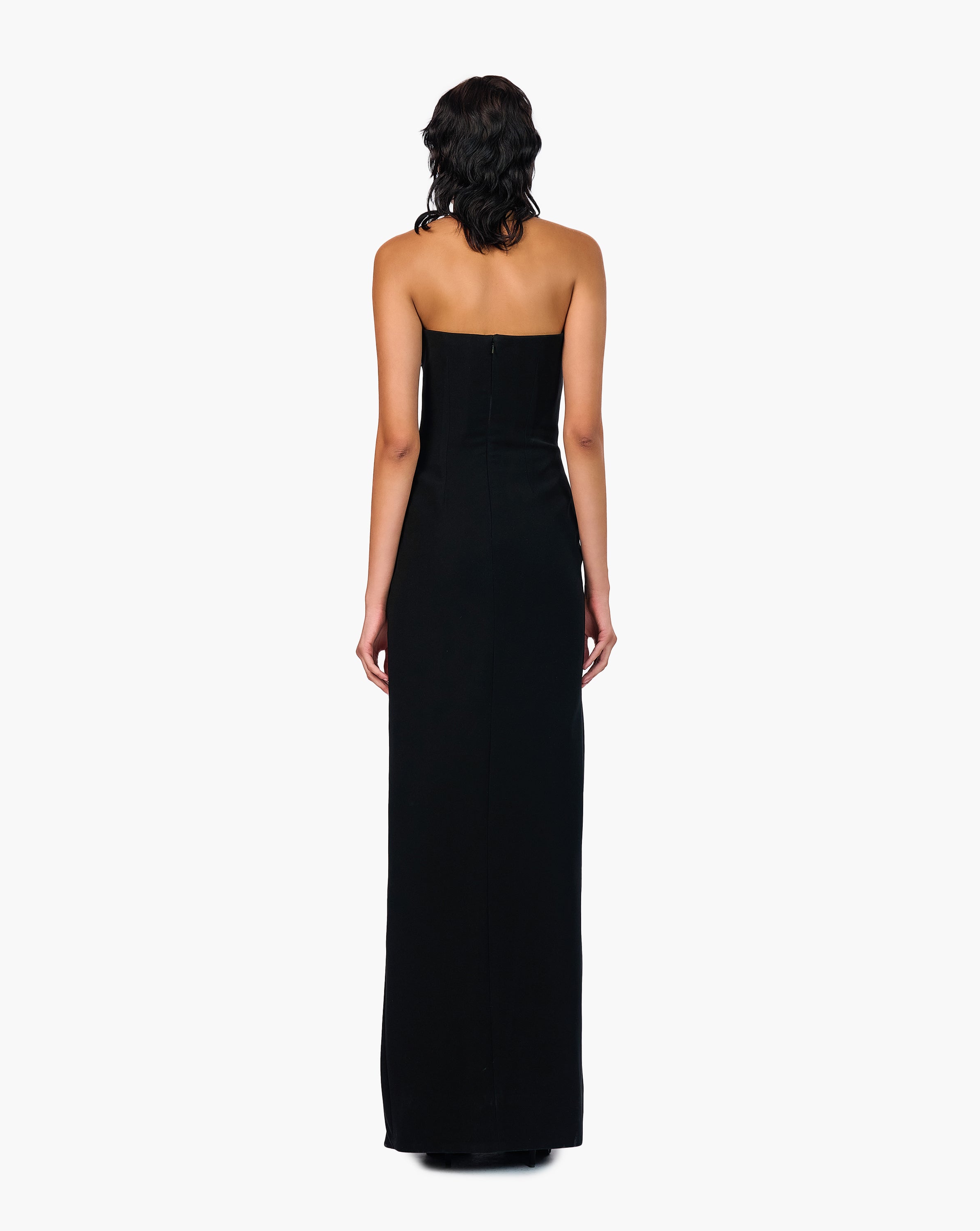 The Athena Black Glass Embroidered Gown