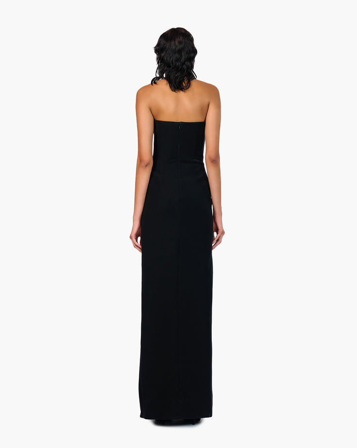 The Athena Black Glass Embroidered Gown