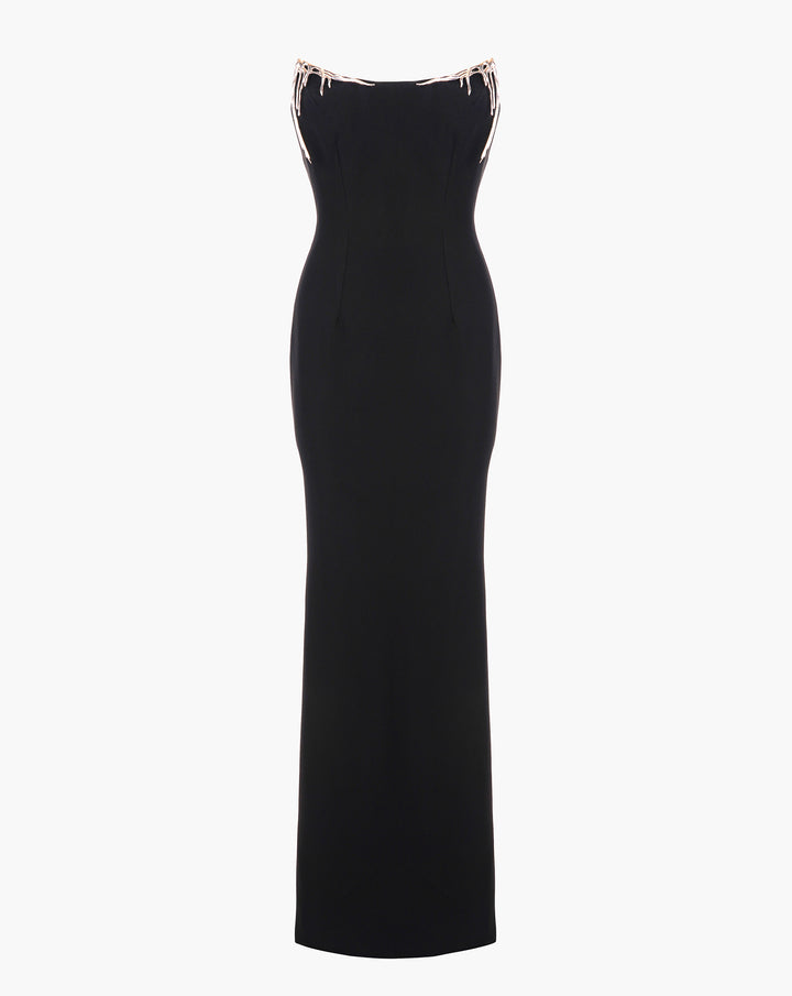 The Nyx Silver Drip Column Gown