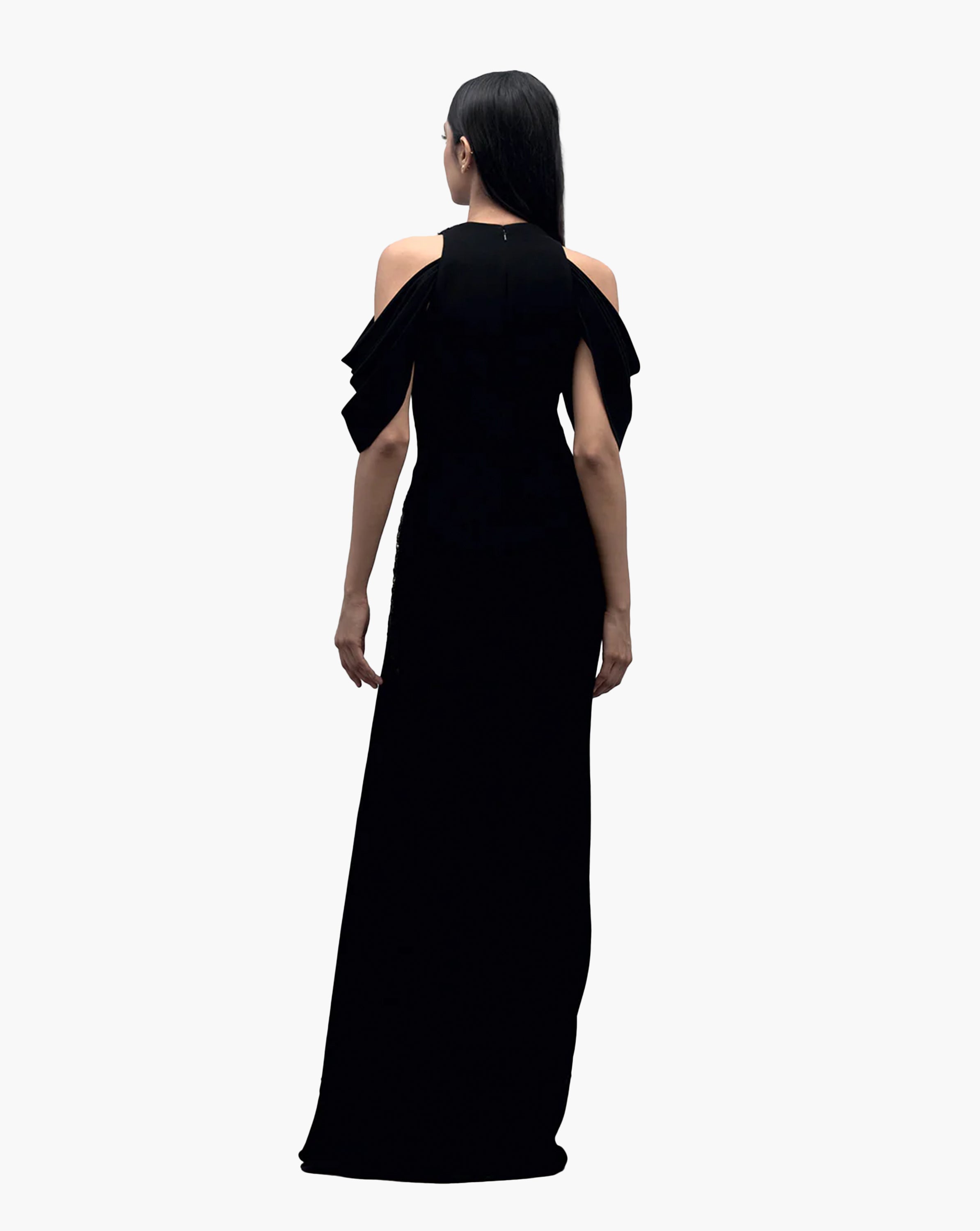The Noir Halter Draped Gown