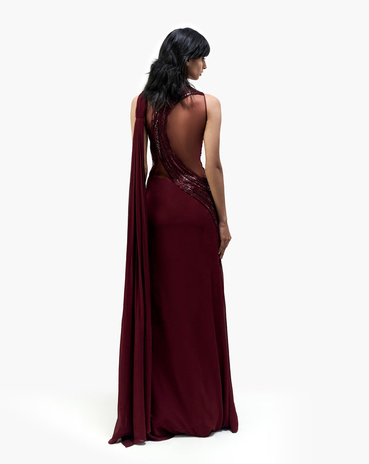 The Cosmic Refraction Saree Gown