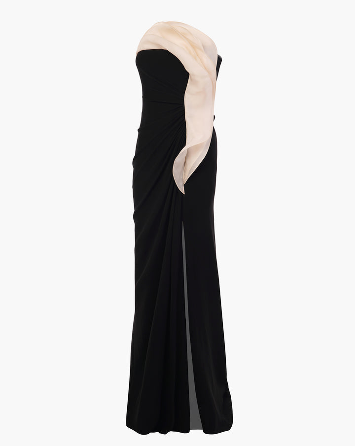 The Monochromatic Ruffle Drape Gown