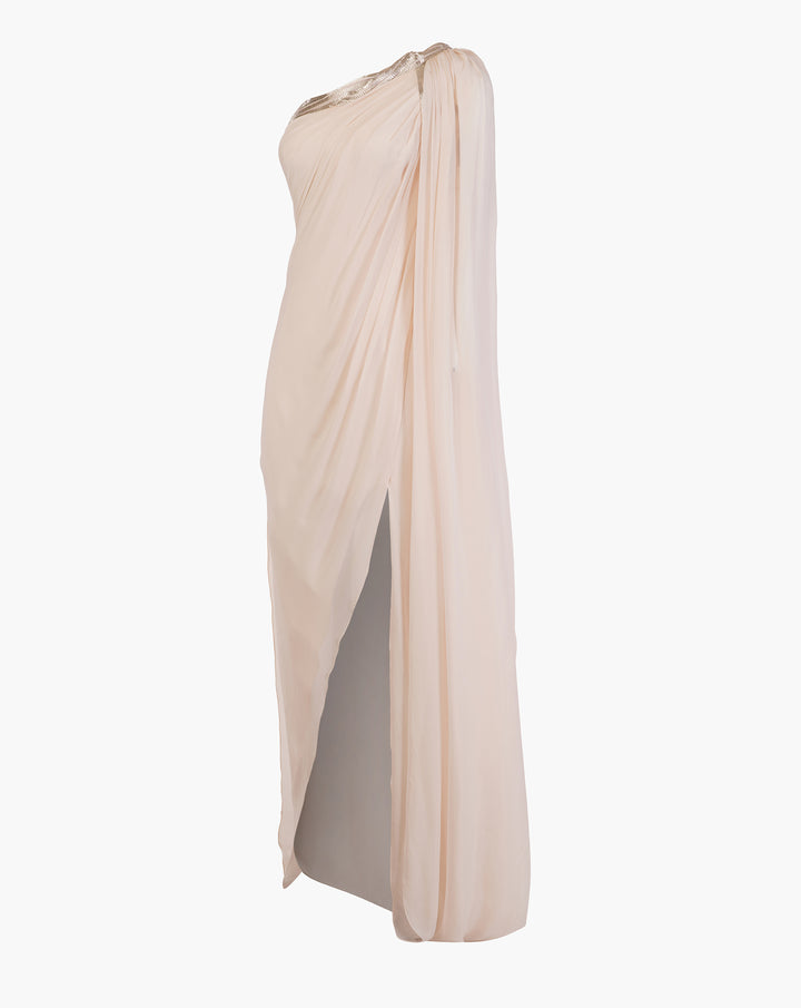 The Pearl White One-Shoulder Gown