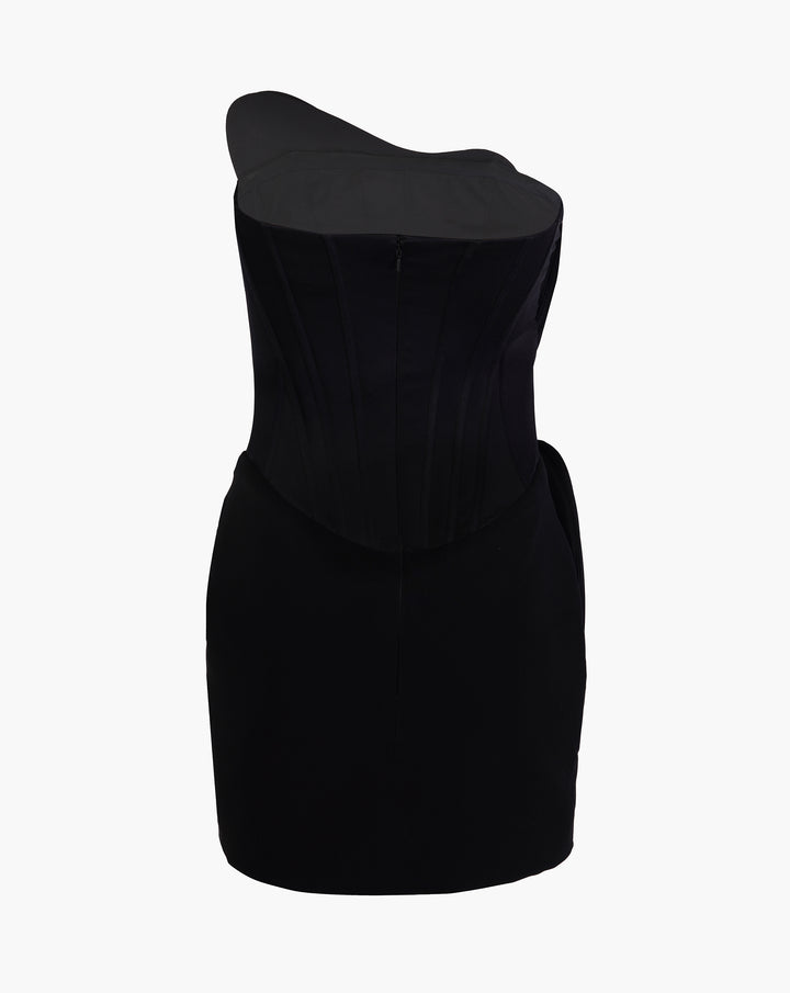 The Black Sculpted Mini Dress