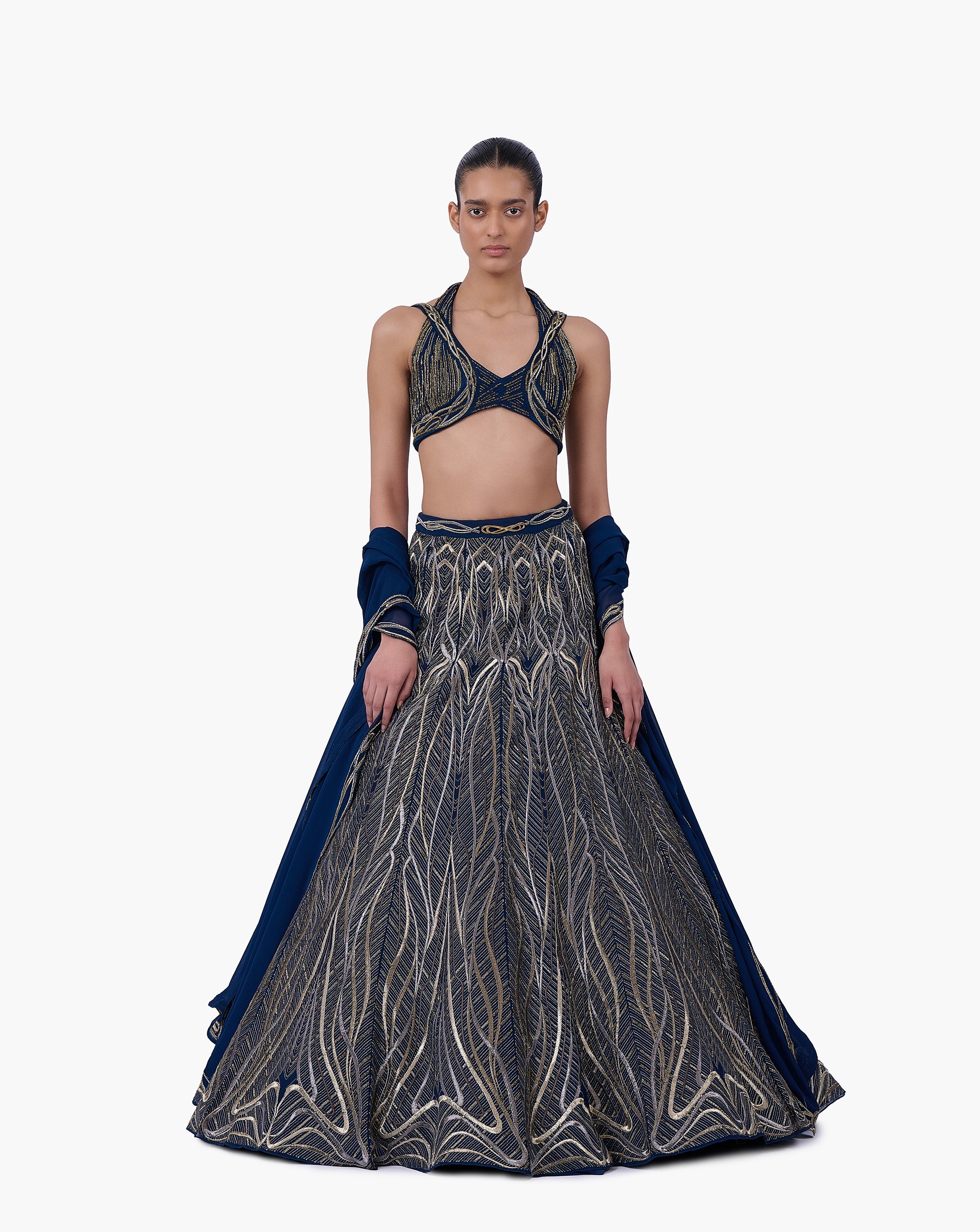The Linear Embroidered Lehenga