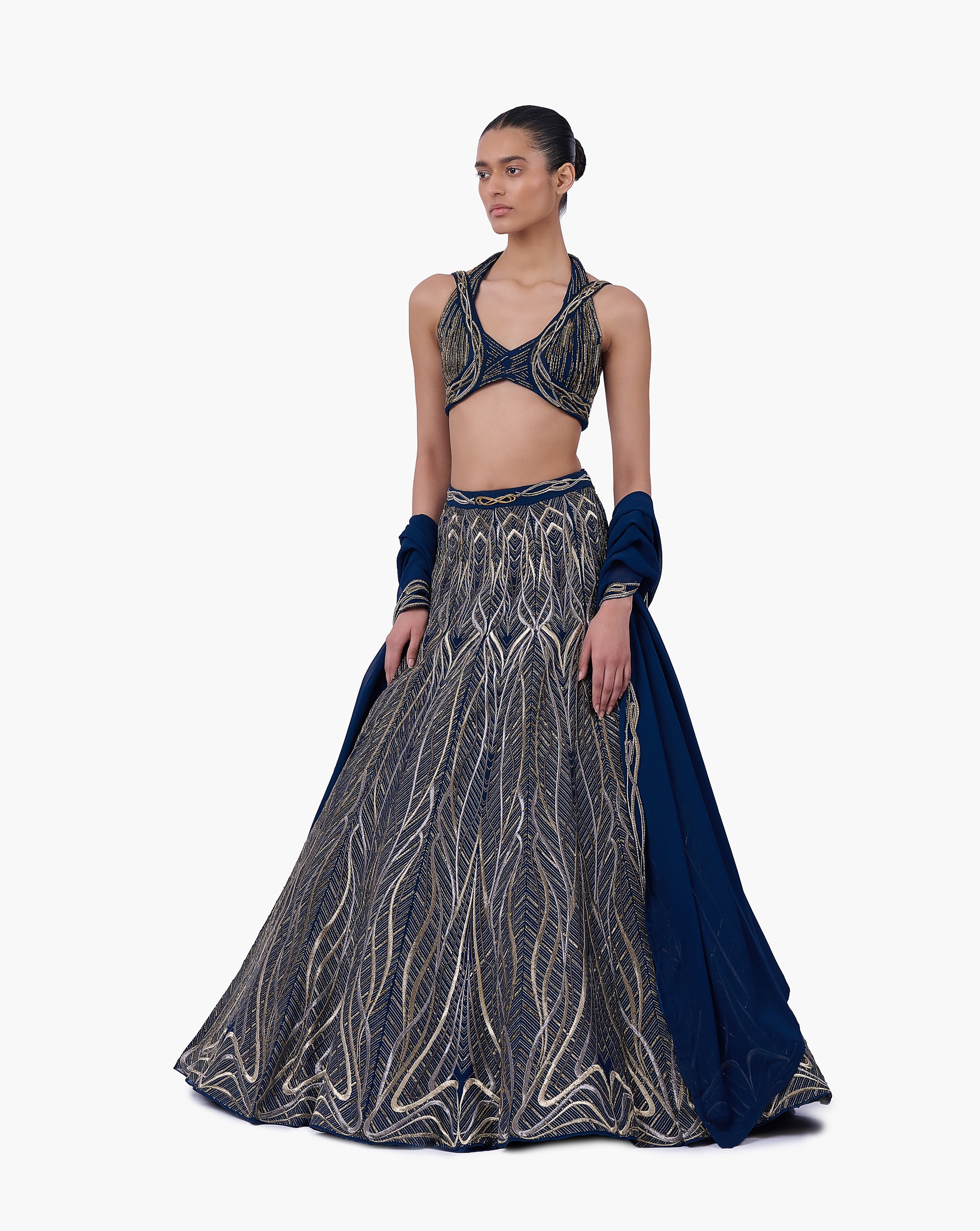 The Linear Embroidered Lehenga