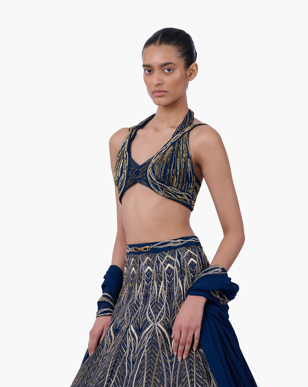 The Linear Embroidered Lehenga