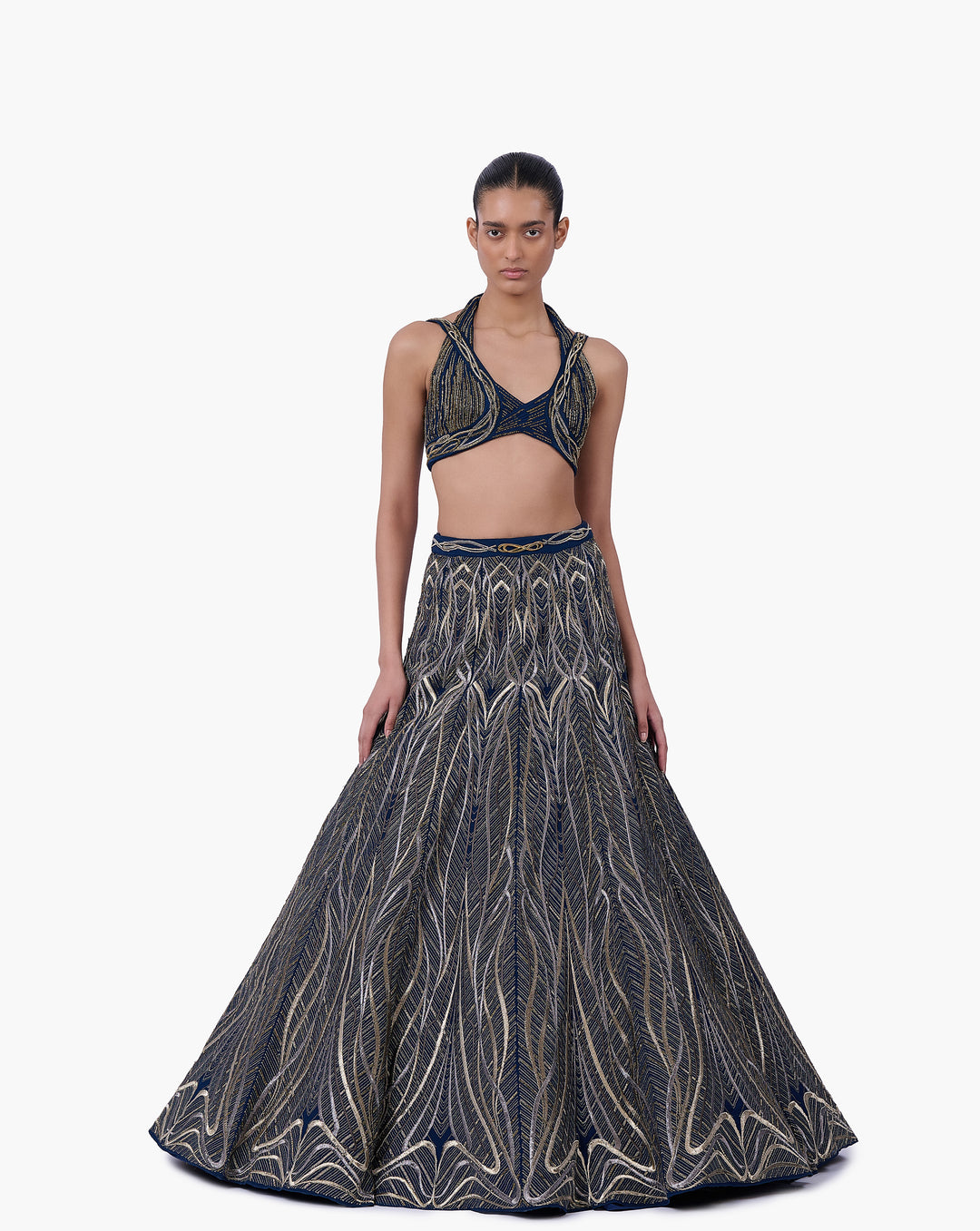 The Linear Embroidered Lehenga
