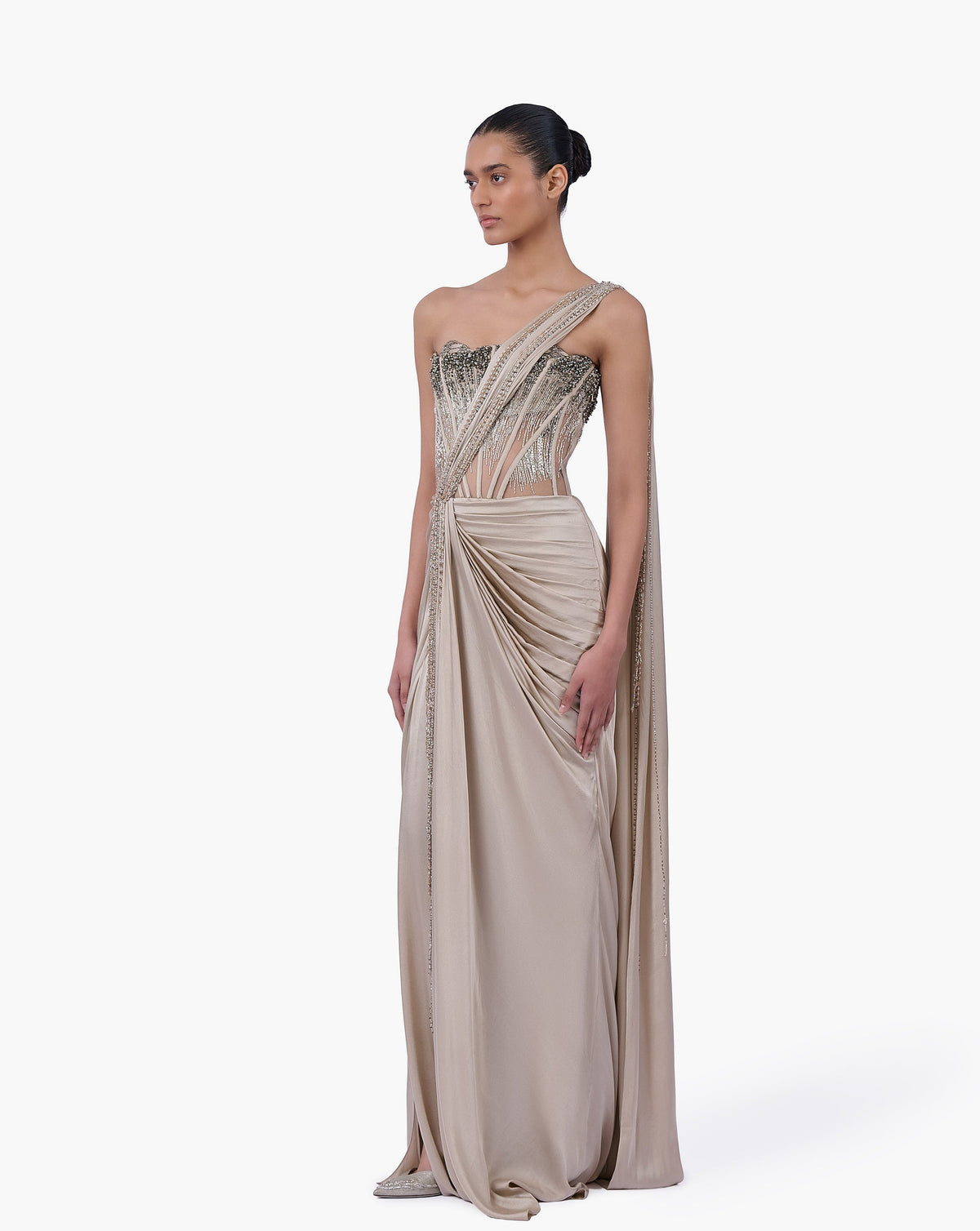 Corseted Crystal Saree Gown - Image 3