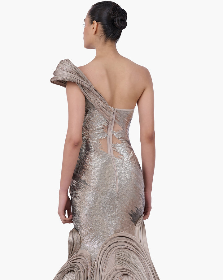 The Sculpted One-Shoulder Satin Gown