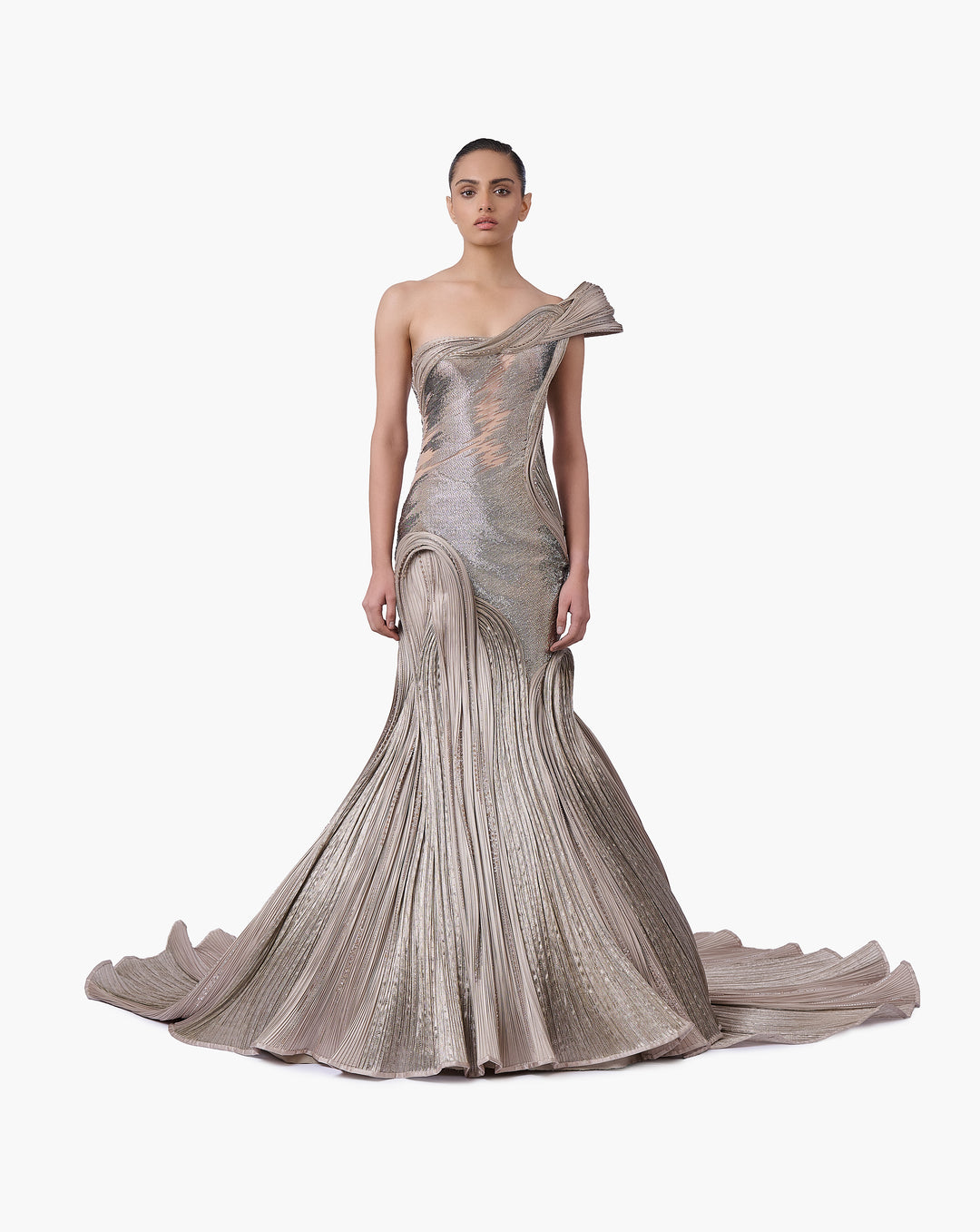 The Sculpted One-Shoulder Satin Gown