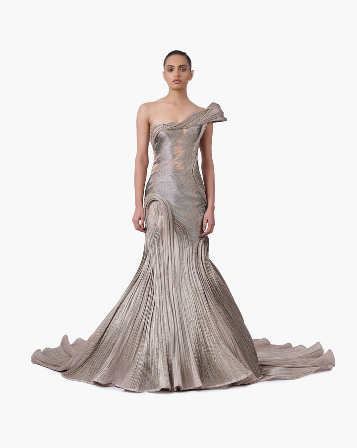 The Sculpted One-Shoulder Satin Gown