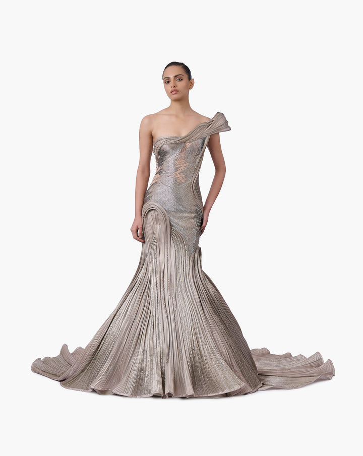 The Sculpted One-Shoulder Satin Gown