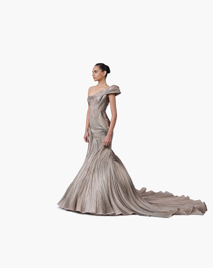 The Sculpted One-Shoulder Satin Gown