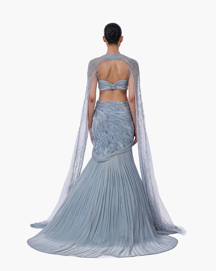 The Embellished Lehenga with Sheer Cape