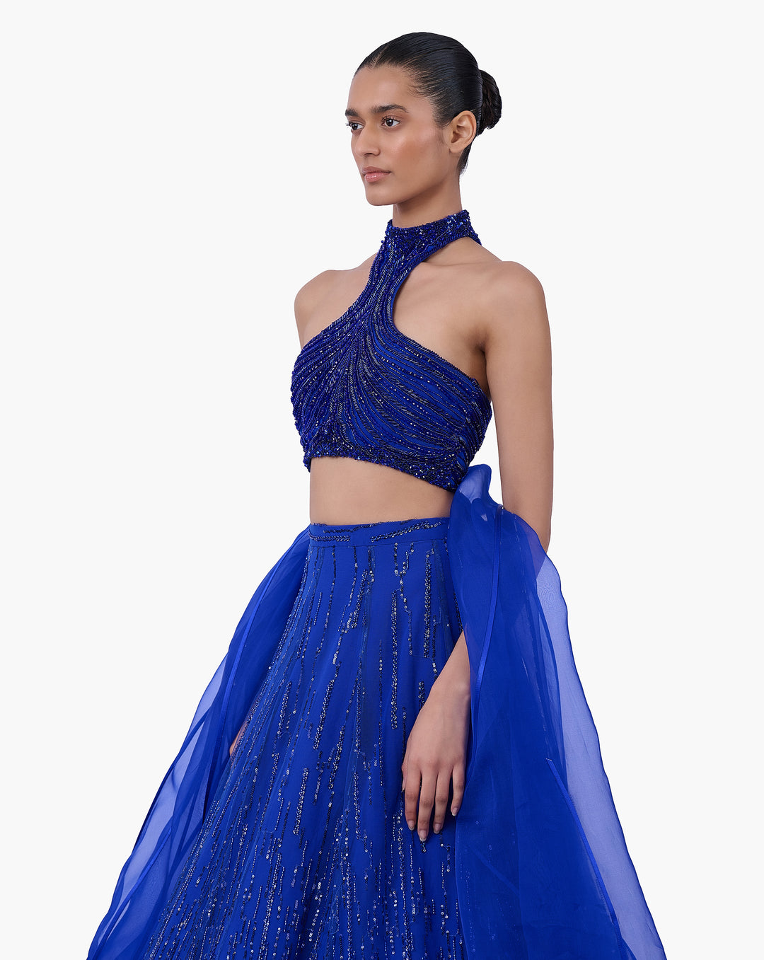 The Draped Panel Halter Lehenga