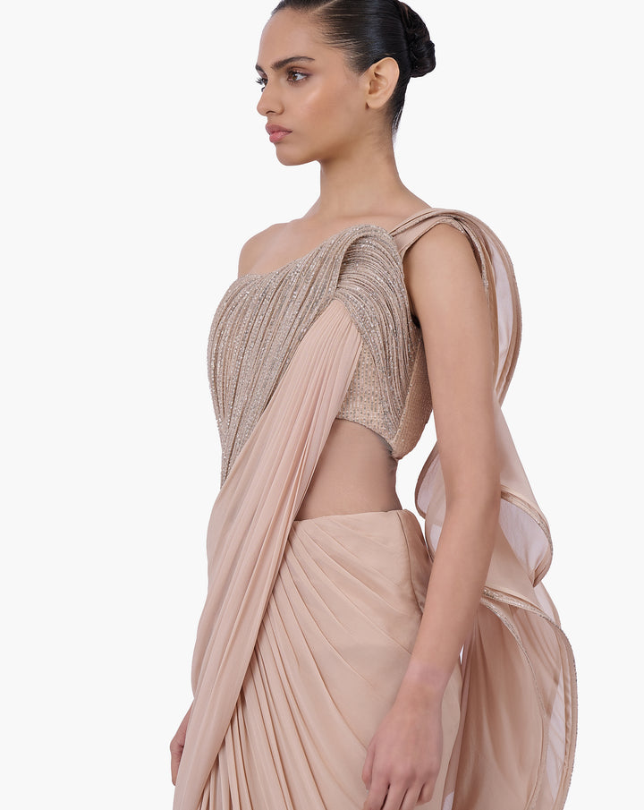 The Obsidian Sovereign Saree Gown