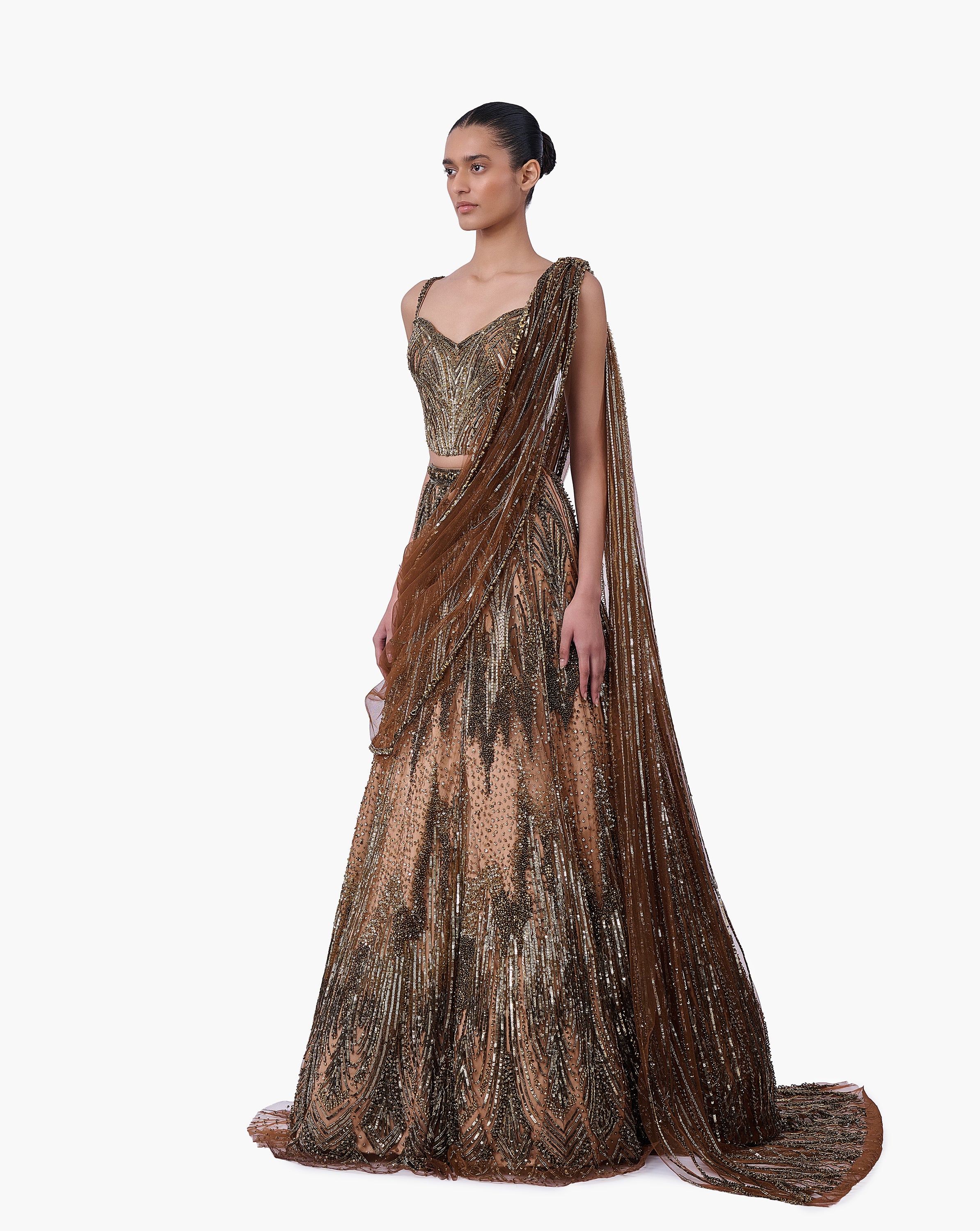 The Gilded Sovereign Saree Lehenga