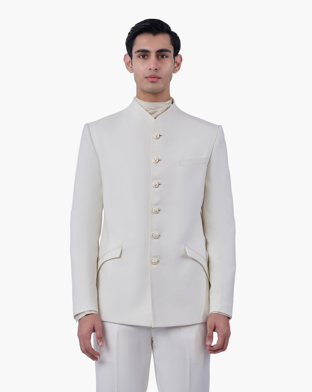 Ecru Stag Crest Bandhgala