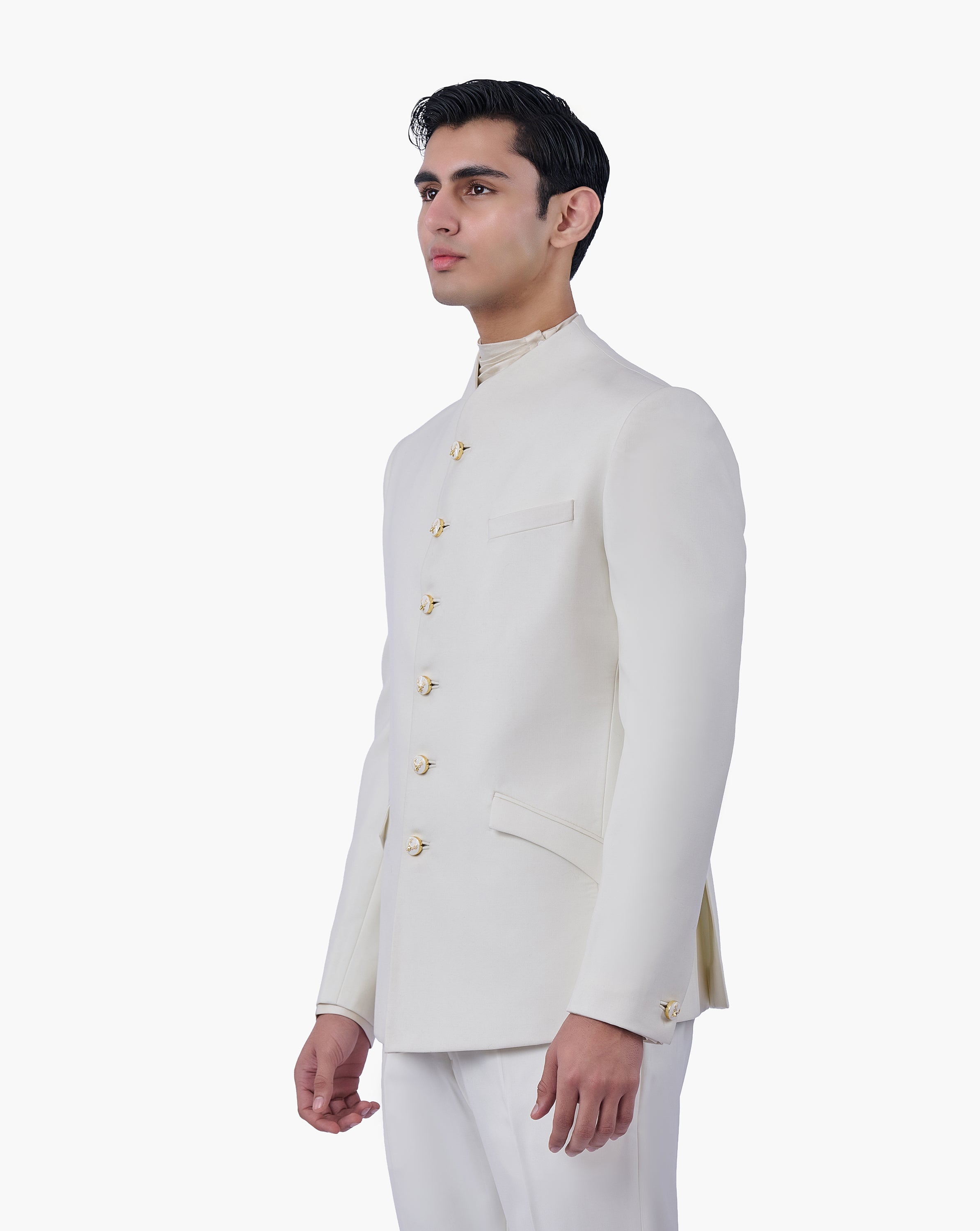 Ecru Stag Crest Bandhgala