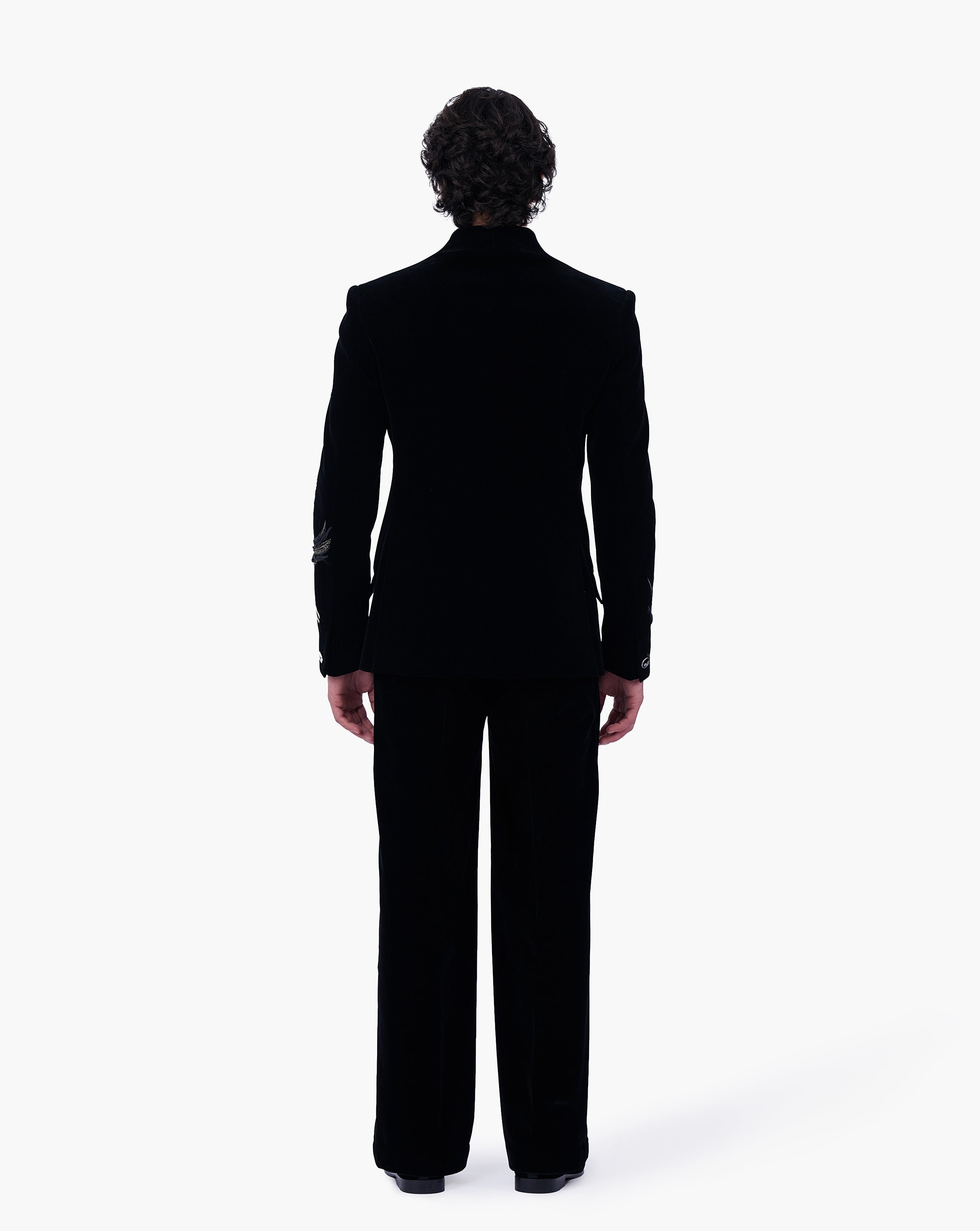 Asymmetrical Avian Velvet Bandhgala