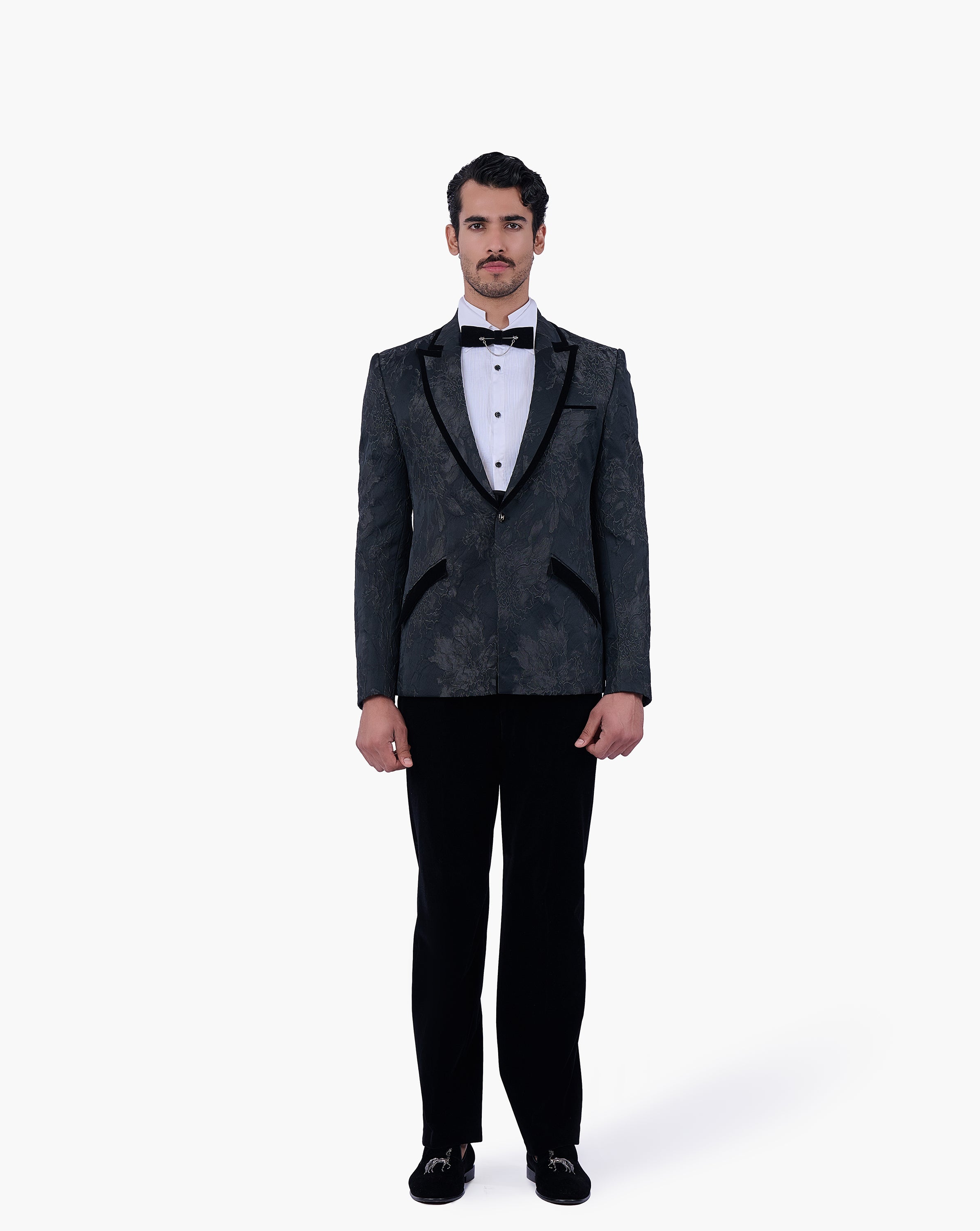 Floral Textured Brocade Tuxedo