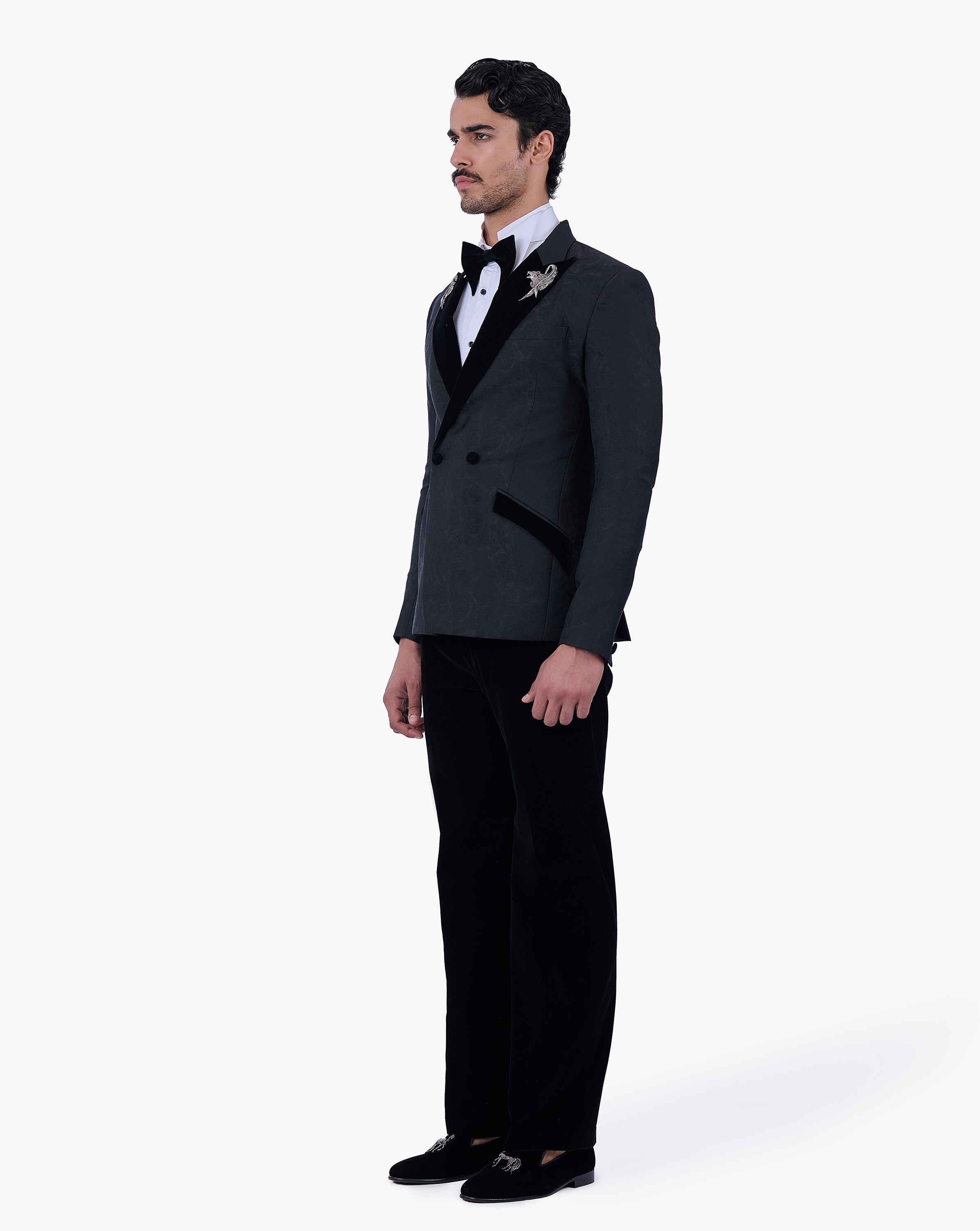 Tonal Paisley Double-Breasted Tuxedo