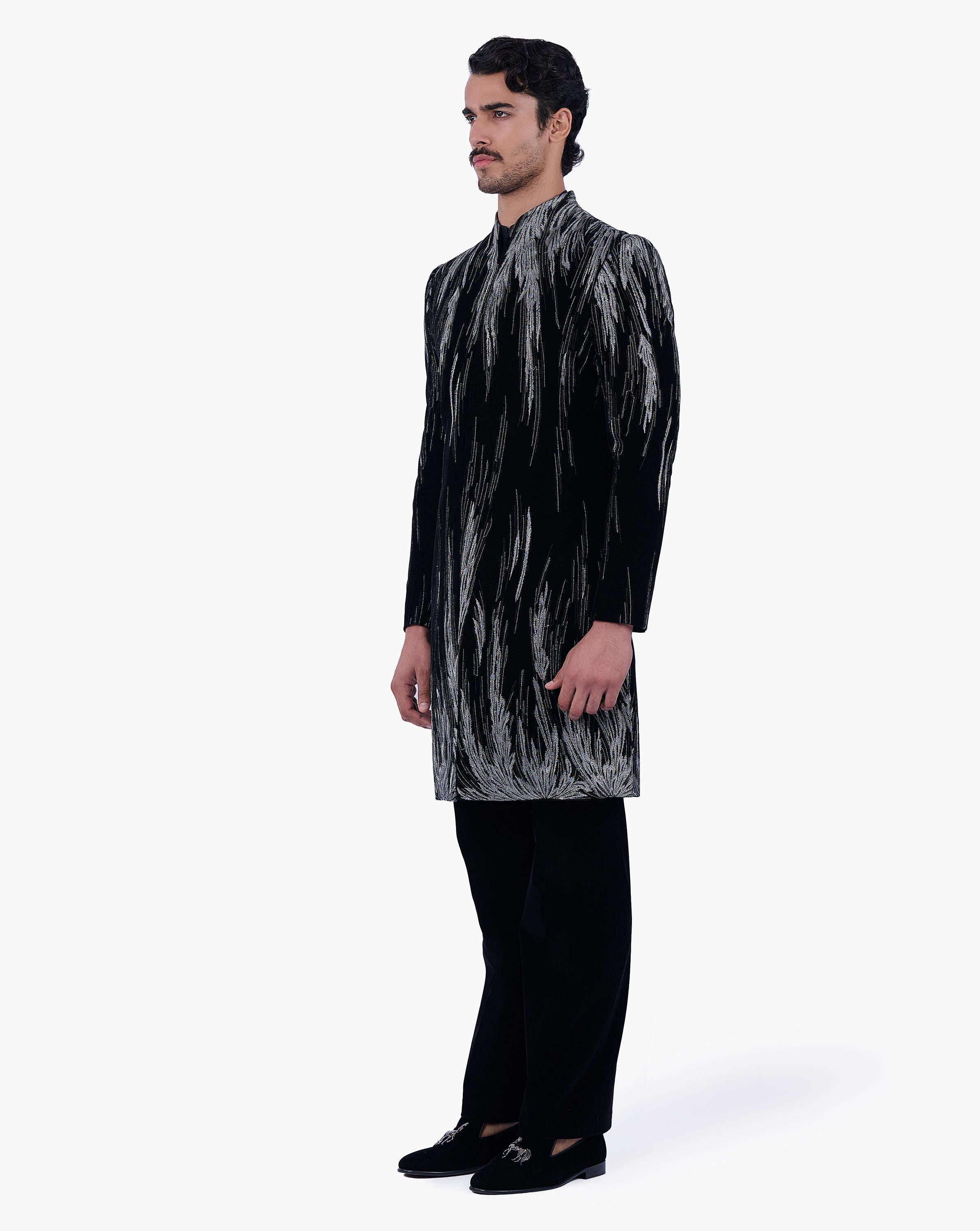 Black Velvet Celestial Wing Sherwani