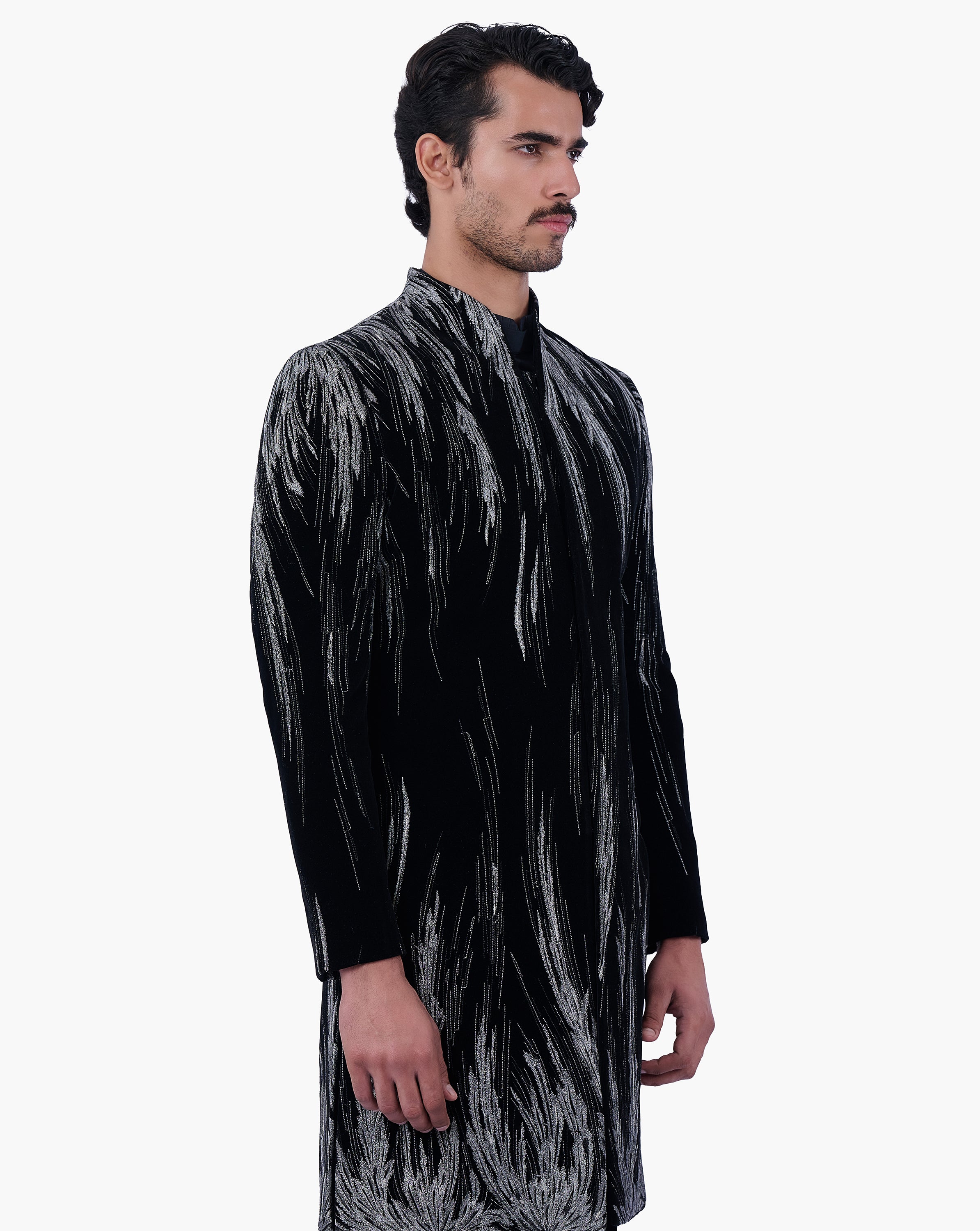Black Velvet Celestial Wing Sherwani